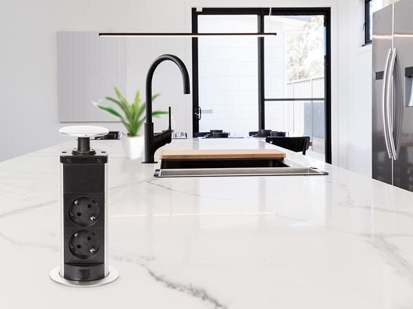 stekkerdoos Pop-Up 2-voudig randaarde 3680W 33,2 cm zwart