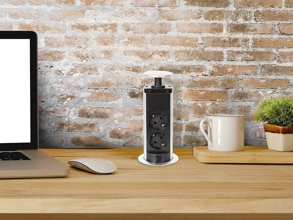 stekkerdoos Pop-Up 2-voudig randaarde 3680W 33,2 cm zwart