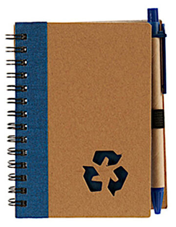 notitieboek met pen 13 x 10,5 cm karton blauw 2-delig