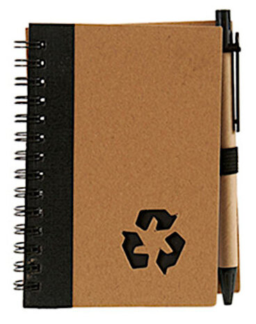 notitieboek met pen 13 x 10,5 cm karton zwart 2-delig