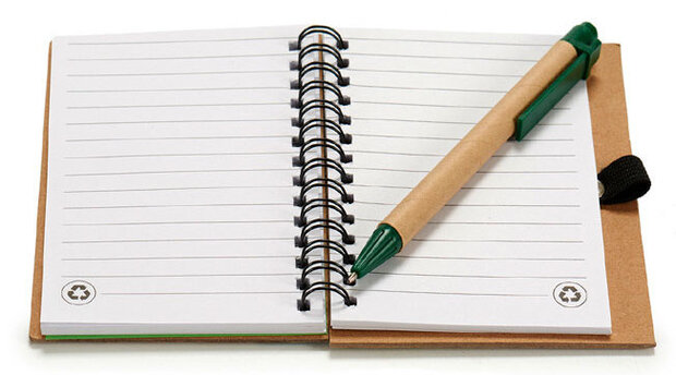 notitieboek met pen 13 x 10,5 cm karton rood 2-delig