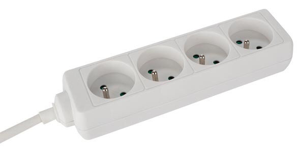 stekkerdoos 4-voudig penaarde 230V/3500W 5 meter wit