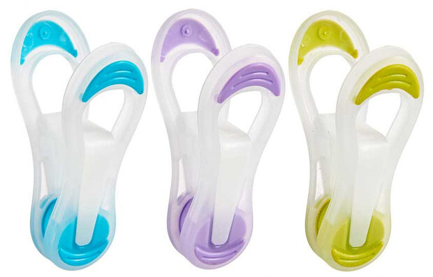wasknijpers 7 cm siliconen lime/lila/blauw 8-delig