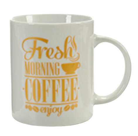 mok Morning 350 ml porselein wit/goud