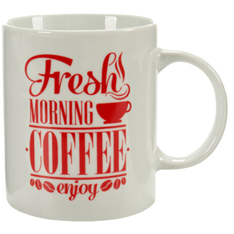 mok Morning 350 ml porselein wit/rood