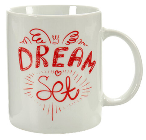 mok Set 350 ml porselein wit/rood