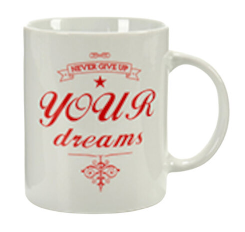 mok Your Dreams 350 ml porselein wit/rood