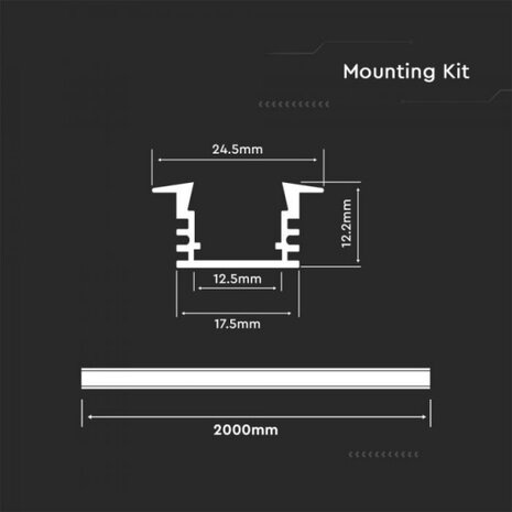 led-strip profiel VT-8115 200 cm aluminium zilver/matwit