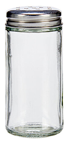 suikerpot 100 ml glas/staal transparant/zilver
