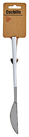 dinermes 22,5 x 2 cm RVS wit/zilver