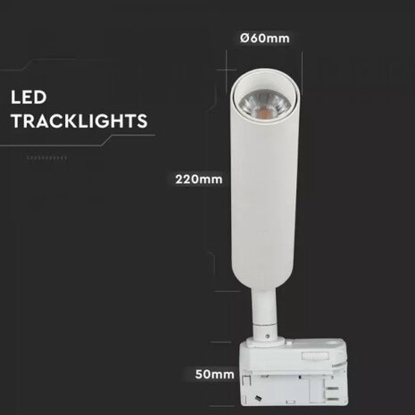 railspot VT-420 22 x 6 cm 3000K 1600lm IP20 aluminium wit