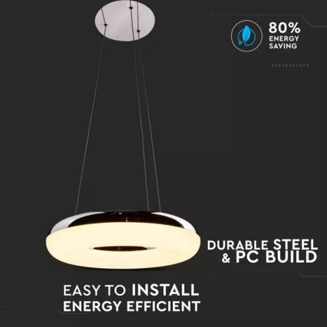 hanglamp VT-40-1 40W 3000K 2800lm 100 cm staal zilver