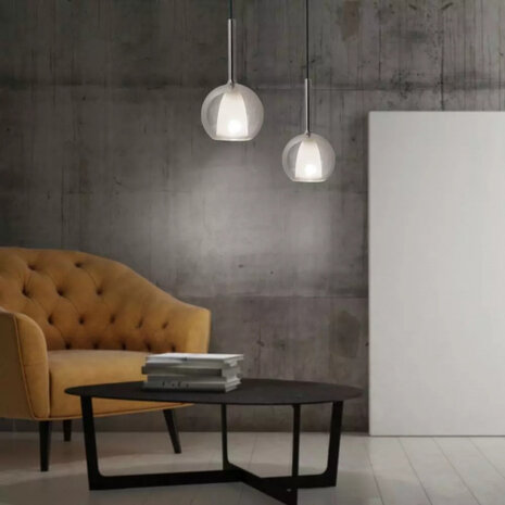 hanglamp VT-7304 E27 60W 25 x 100 cm IP20 glas grijs/wit