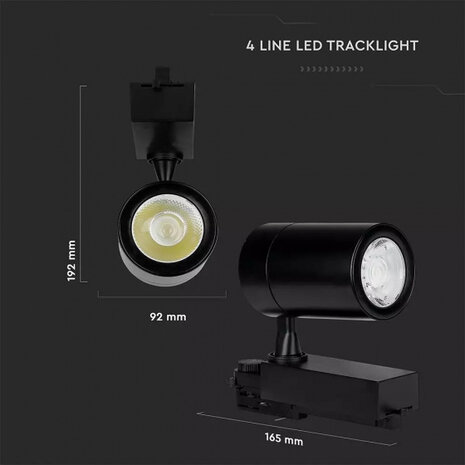 railspot VT-4536 led 35W 6000K 3500lm zwart