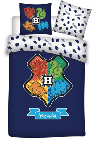 dekbedovertrek Harry Potter 140 x 200 cm katoen blauw