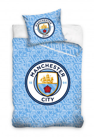 dekbedovertrek Manchester City 140 x 200 cm lichtblauw