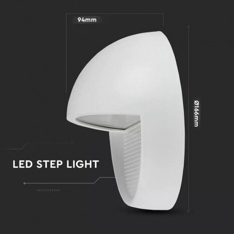trapverlichting VT-1182 led 3W 3000K 210lm 166 mm wit