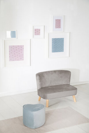 kinderbank Lil Sofa junior 48 x 70 x 50 cm fluweel grijs