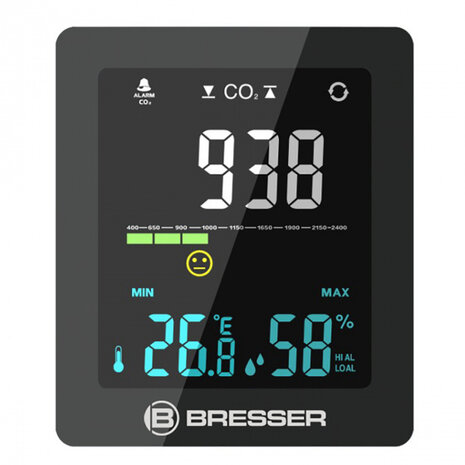 luchtkwaliteitsmonitor 220V binnen 12,3 x 11 cm zwart