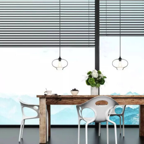 hanglamp VT-7229 E27 60W IP20 glas/staal transparant