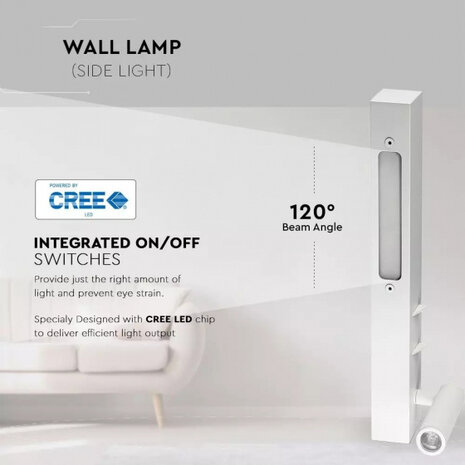 wandlamp  VT-2953 led 30 cm 9W 3000K 680lm wit