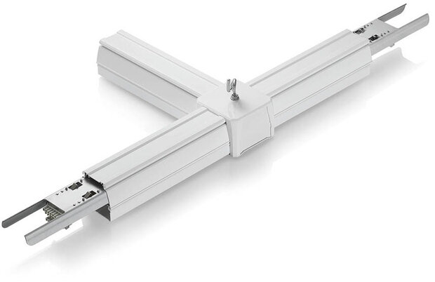 connector voor railverlichting T-vorm 8 draden zilver