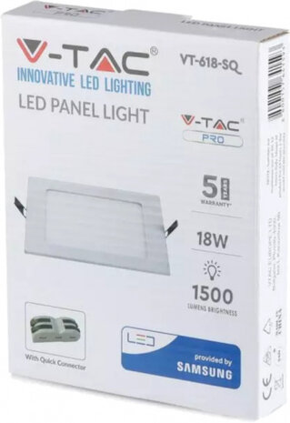 led-paneel VT-618SQ 18W 1500lm 3000K 22,5 cm IP20 wit