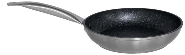braadpan 22,5 cm staal/aluminium zwart/zilver