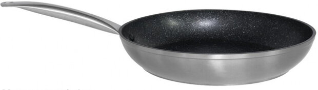 braadpan 31 cm staal/aluminium zwart/zilver
