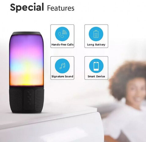stereo-speaker VT-6211 led bluetooth 3W 1800mAh zwart