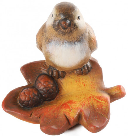beeldje Vogel Timo 12,5 x 13 cm polysteen bruin