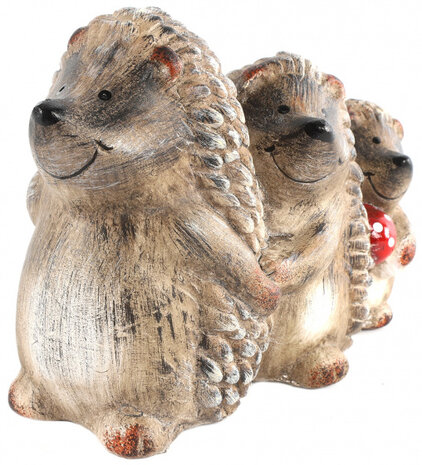 beeldje Egel Matti 10,8 cm polysteen bruin