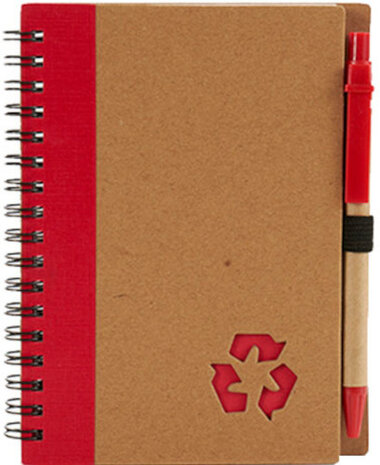 notitieboek gelinieerd 16 x 12 cm rood/bruin 2-delig