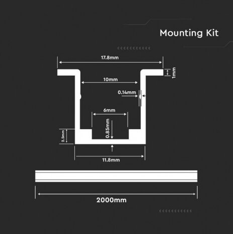 profiel led-strip VT-8120 aluminium 2 meter zilver