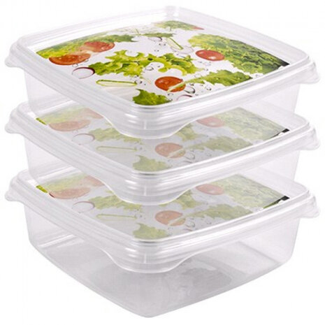 vershoudbakjes Anna 800 ml 15,8 cm transparant 3 stuks
