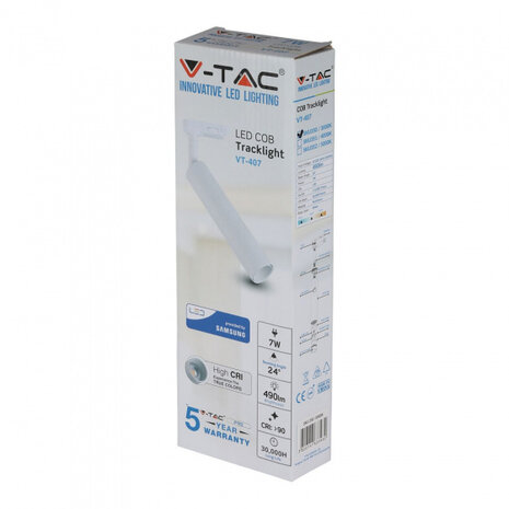 railspot VT-407 led 7W 3000K 490lm IP20 aluminium wit