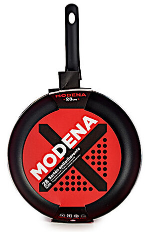 koekenpan Modena 28 cm aluminium zwart/rood