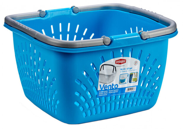 opbergmand 18 liter 39 x  39 x 21,5 cm blauw/grijs