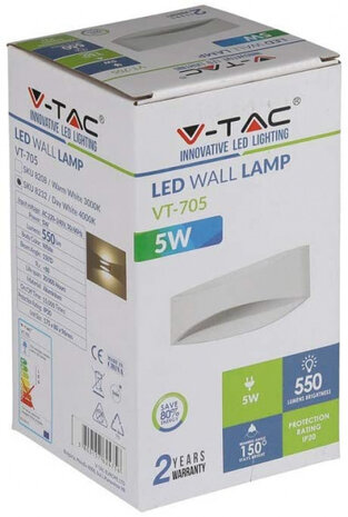wandlamp VT-705 led 17,5 cm 5W 4000K 550lm aluminium