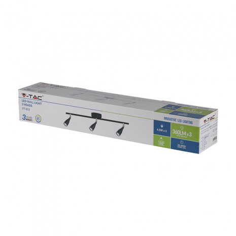 plafondlamp VT-813 13,5W 60 x 10 cm 3000K 1080lm zwart