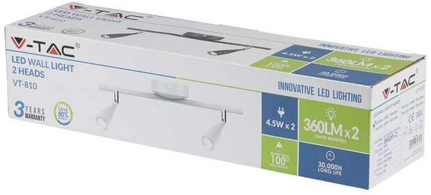 plafondlamp VT-810 led 40 cm 9W 3000K 720lm staal wit