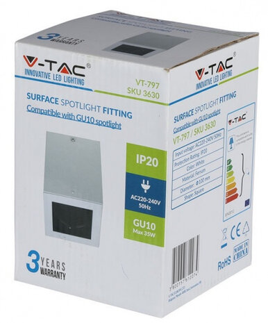 spot-fitting VT-797 GU10 14,2 x 10 cm IP20 wit