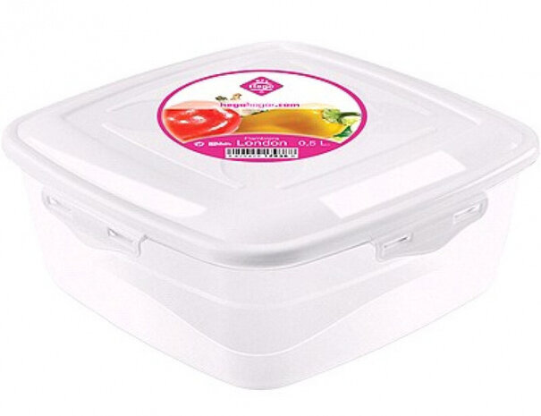 lunchbox London 500 ml 13,8 x 5 cm transparant/wit