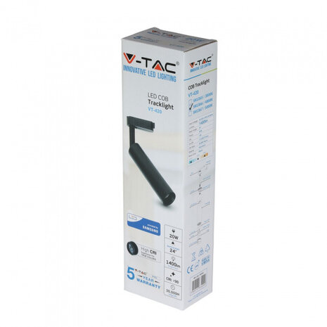 railspot VT-420 22 cm 20W 4000K 1400lm IP20 alu zwart