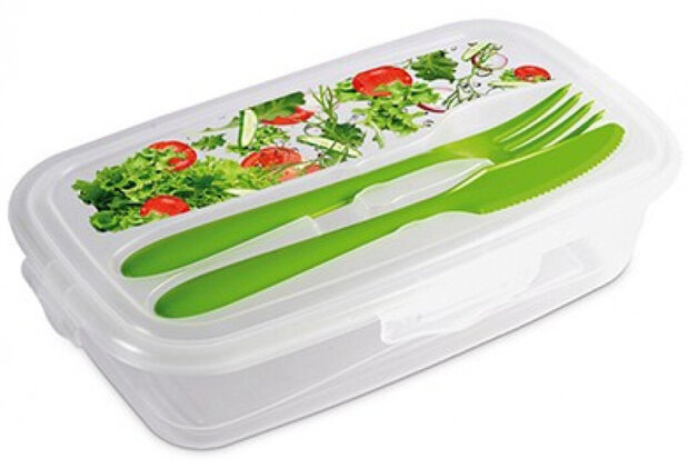 lunchbox Paris bestek 1 liter 22,5 x 13,8 cm transparant