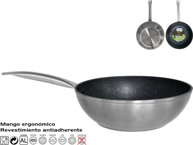 braadpan 51 x 29 x 12 cm aluminium zilver/zwart