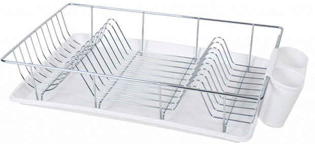 afdruiprek 48 x 31,5 x 10 cm staal zilver/wit