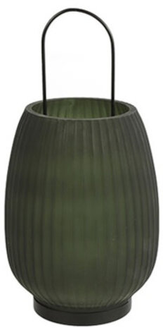 windlicht Davin 14 x 28,5 cm staal/glas legergroen