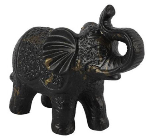 beeld Olifant Novy 26 x 11,5 x 20,5 cm klei zwart