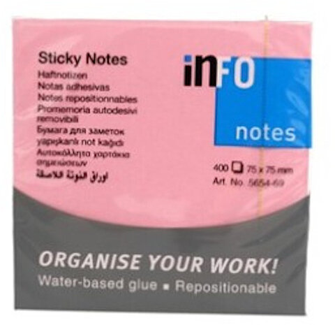 memoblok verlijmd 7,5 x 6,8 cm roze 400 vellen